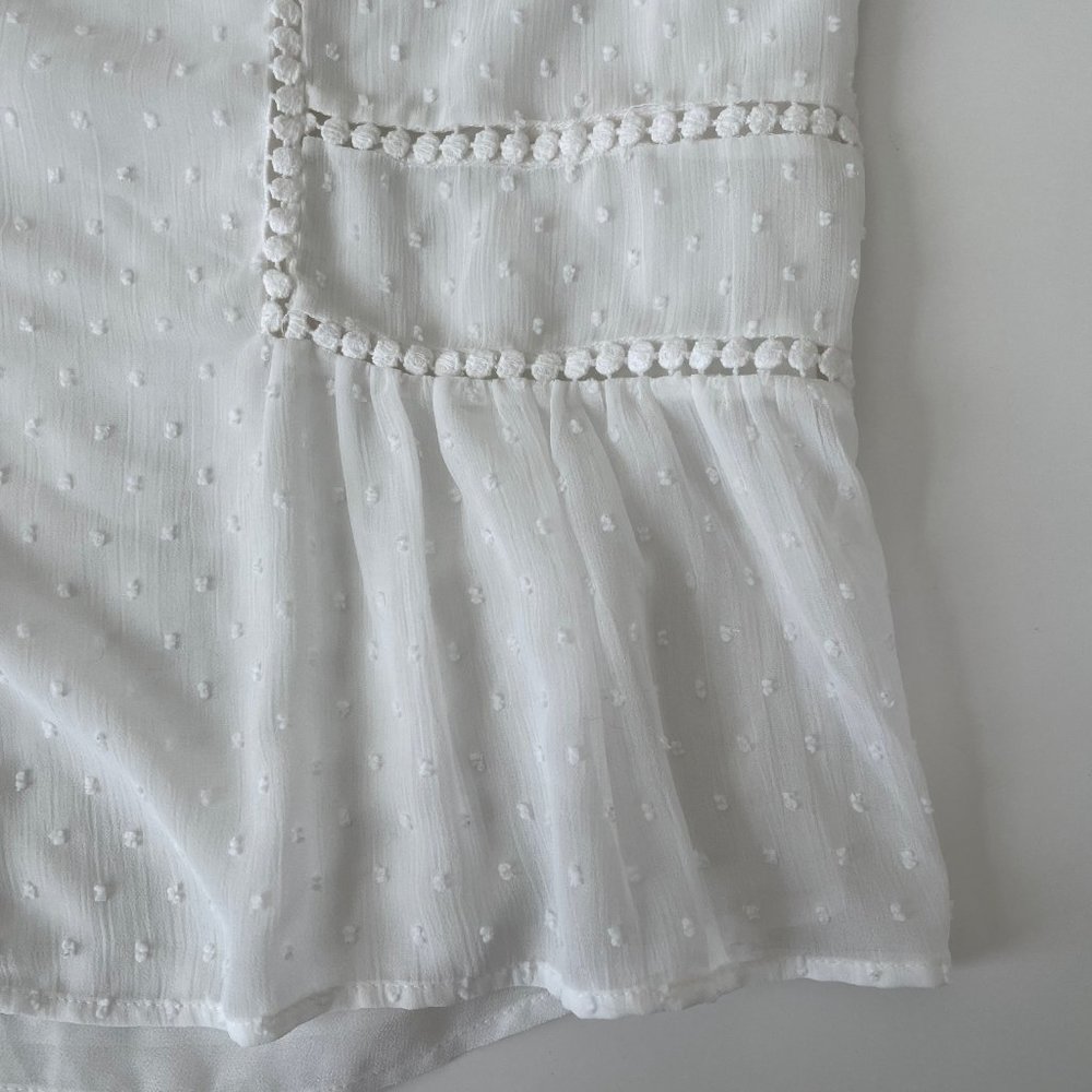Daniel Rainn Swiss Dot Embroidered Lace Flouncy Peplum Sleeveless Blouse - Picture 14 of 14